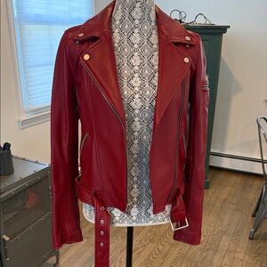 7 For All Mankind Vibrant Red Leather Jacket